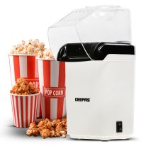 Geepas 1200W Electric Popcorn Maker - Makes Hot, Fresh, Healthy and Fat-Free Theater Style Popcorn Anytime - On/Off Switch, Attractive Design, Oil-Free Popcorn Popper - 2 Years Warranty