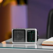 Geepas Rechargeable Radio with Bluetooth- GR13017| BT/FM/AM/SW/TF and 3 Band Radio| DC 3V (AAAx2) (Batteries not Included) | Perfect for Home, Office, Club, Etc. Retro Design and Premium-Quality| 2 Years Warranty, Silver