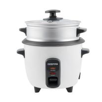 Geepas GRC4324 0.6L Electric Rice Cooker  -Cook/Warm/Steam, High-Temperature Protection - Make Rice & Steam Healthy Food & Vegetables | 2 Year Warranty