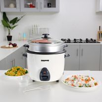 Geepas GRC4325 1L Electric Rice Cooker  -Cook/Warm/Steam, High-Temperature Protection - Make Rice & Steam Healthy Food & Vegetables | 2 Year Warranty