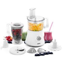 Geepas GSB44024UK 500W 10 in 1 Food Processor Blender | Multifunctional Electric Chopper Shredder Grater Slicer & Dough Attachments | 1.2L Capacity 2 Speed & Pulse Control | Pure Copper Motor - 2 Years Warranty