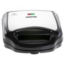 Geepas GSM36502UK 700W 2 Slice Sandwich Maker - Cooks Delicious Crispy Sandwiches - Cool Touch Handle, Automatic Temperature Control and Non-Stick Plate - Breakfast Sandwiches & Cheese Snack | 2 Years Warranty