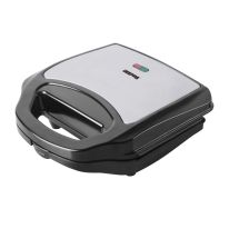 Geepas GSM6002 700W 2 Slice Sandwich Maker - Cooks Delicious Crispy Sandwiches - Cool Touch Handle, Automatic Temperature Control & Non-Stick Plate | Breakfast Sandwiches & Cheese Snack | 2 Years Warranty