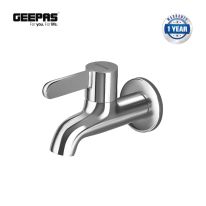 Geepas GSW61016 Wall Mounted Bib Tap with Solid Metal Lever Handle, High-Quality Brass Wall Taps with Stylish Chrome Mirror Finish