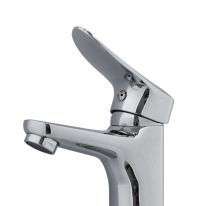 Geepas Single Lever Wash Basin Mixer - Ergonomic Design with Comfortable Handle | Brass Construction with Ceramic Cartridge | Perfect Pouring Spout | 5 Years Warranty