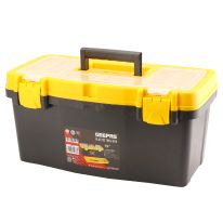 19" Plastic Tool Box with Safe Metal Latches, Durable Tool Box with Tools and Wheel, Handy Storage Compartments