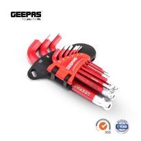 Geepas GT59028 Hex Key Set 9Pc - Portable Durable Material Short Arm 1.5mm to 10mm Metric Ball Point Hex Key Set for Hexagon Sockets | Ideal for DiYers, Mechanics & More