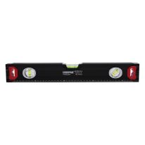 Geepas 18-Inch Spirit Level - Horizontal/Vertical/45-Degree, Measuring Shock Resistant End Caps | Rubberized Hand Grip | Vial Accuracy 0.5mm, Magnetic Edges With Heavy Duty Aluminium Frame