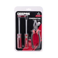 Three Pieces Mini Tool Set, Contains Two Precision Screwdrivers, Cross And Slotted, One Piece Combination Pliers, Rubber Insulated Handles