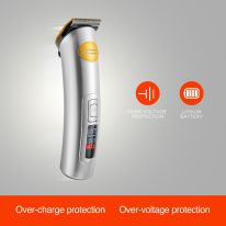Geepas Professional Digital Hair Clipper- GTR56031| Hair Clipper with High Capacity Li Battery and Fast Charging| 5 Adjustable RPM, 5 Adjustable Cutting Blades and 5 Separate Combs| LCD Display, Perfect for Home and Saloon Styling| 2 Years Warranty, Silve