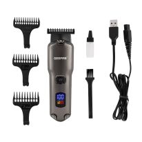 Geepas Rechargeable Hair and Beard Trimmer- GTR57508/ with High-Capacity Li-ion Battery and 180 min Working Time/ Detachable Blades and Waterproof IPX7/ LED Display, Cordless, Perfect for Home and Saloon Styling/ 2 Years Warranty, Grey