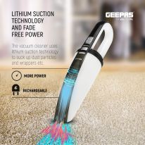 Geepas Cordless Handheld Vacuum Cleaner - Rechargeable and Lightweight Hand Held Vacuum Cleaner - Low Noise Design with HEPA Filter for Home, Kitchen, Pet, Car & Office - 2 Years Warranty