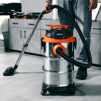 Geepas 1400 W Wet and Dry Vacuum Cleaner- GVC19032| 30 L Dust Bag Capacity, 5 M Cord Length| 3-in-1 Function, Wet, Dry and Blow, Powerful Suction| Perfect For Home, Office, Apartments| Easy to Move, Equipped with Accessories Storage Function| 2 Years Warr