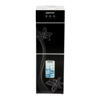Geepas Water Dispenser with Refrigerator- GWD17023/ Hot and Cold Function, and 2 Taps, Stainless Steel Tank, 2 Glass Door/ 2.8 L/H, 1.0 L/H Capacity, with Child Safety Button, Perfect for Home, School, Apartments, Office, etc./ Black, 2 Year Warranty