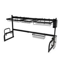 Royalford Over-Sink Draining Rack - Durable Material with Length Adjustable Size 65-85 Cm | Dish Drainers Storage for Kitchen Counter with Utensil Holder, Glass, Plates, Bowls & More
