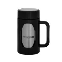 Travel Mug with Strainer, ABS Outer & SS Inner, RF10085 | 400ml Mug with Handle | Preserve Flavour & Freshness | Hot/ Cold for Hours | Portable and Leak Resistant