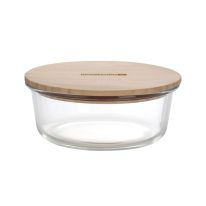 Round Glass Food Container with Bamboo Lid, RF10326 - Freezer & Dishwasher Safe, Air Tight Lid with Silicone Sealing Ring, Portable, Eco-Friendly