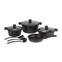 Die-Cast Cookware Set with Durable Granite Coating, RF10336 | 10 Pcs Cookware | Tempered Glass Lid | Heavy-Duty Bakelite Handles | Compatible with Multiple Hob