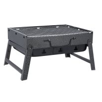Barbecue Stand with Grill, RF10357 - Foldable Barbecue Charcoal Grill, Folding Tabletop Kabab Smoker Grill for Outdoor Camping, Durable Iron