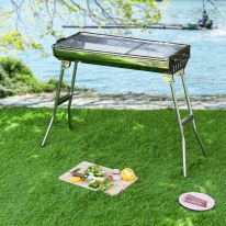Barbecue Stand with Grill, Stainless Steel Grill, RF10362 | Foldable & Portable Design for Easy Transport & Storage | Used for Camping, Outdoor Pool Party Etc