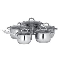 10Pcs Stainless Steel Cookware Set, RF10390 - Induction Compatible Base, Dishwasher-safe, Strong, Heavy-Duty Riveted Handles