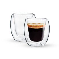 Double Wall Cup Set, 300ml Borosilicate Glass Cup, RF10526 | 2pcs Clear Glass Coffee Cups | Insulated Coffee Glass, Cappuccino Cups, Tea Cups, Latte Cups, Beverage Glasses