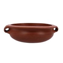 Uruli Chatti with Handle, Handmade Clay Cookware, RF10587 | Can Be Used on Gas Stove or Open Fire | Natural Clay Pot/ Earthen Pot for Curry, Sambar, Rice & Dessert