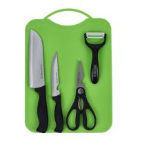 5 Pcs Kitchen Gadget Set, Stainless Steel & PP, RF10677 | Includes 2 Knife Set, A Peeler, A Scissor and Cutting | All-in-1 Kitchen Set
