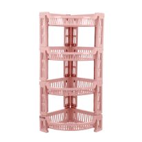 Royalford 4-Layer Corner Rack- RF10880| Multi-Purpose Storage Rack Perfect for Home, Kitchen, Bathroom, Office| Ideal Organizer for Fruits, Vegetables, Containers, Toiletries, Dcor| Strong and Durable Plastic Corner Shelf| Pink