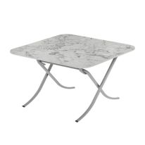 Square Table, 70cm Marble Design Portable Table, RF10997 | Square Kitchen Dining Table | Modern Small Coffee Table Living Room Accent Table with Metal Legs