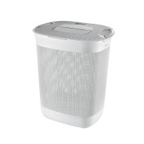 Royalford Plastic Laundry Basket with Lid- RF11092| Multi-Purpose Basket with a Slit| Break-Resistant, Light-Weight, Durable and Stylish Construction| Large Space Perfect for Storage| White