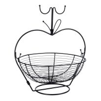 Fruit Basket, Large Fruit Basket with Hanger, RF11131 | Removable Bowl l Ideal for Fruit and Vegetables | Metal Wire Countertop Fruit Holder | Black Modern Home Storage Decor Stand