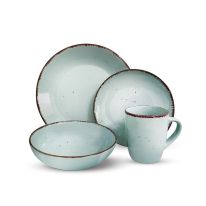 Royalford 16 Piece Stoneware Dinner Set- RF11260| Includes Dinner Plates, Salad Plates, Salad Bowls and Mugs| Dishwasher-Safe, Microwave-Safe and Freezer-Safe| Eco-Friendly and Food-Grade| Blue