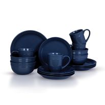 Royalford 16 Piece Stoneware Dinner Set- RF11262| Includes Dinner Plates, Salad Plates, Salad Bowls and Mugs| Dishwasher-Safe, Microwave-Safe and Freezer-Safe| Eco-Friendly and Food-Grade| Blue