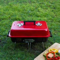 Royalford Hamburger Stove- RF11677| Portable Charcoal Grill with Large Cooking Surface| Perfect for Indoor, Camping, Hiking and Other Outdoor Entertainment| Strong, Sturdy and Durable Stamped Steel Construction with Chrome Plate Cooking Grid| Red