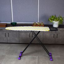 The extra strong ironing board has a sturdy, sleek and heavy-duty construction.