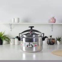 Royalford 18.0 L Aluminum Pressure Cooker- RF11980| Equipped with Multi-Safety Device and Unique Pressure Indicator| Durable Aluminum Alloy Construction with Firm Handles| Compatible with Gas, Ceramic and Halogen Cooktops| Silver 