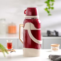 Royalford 3.2 L Vacuum Flask- RF12170/ with White Glass Inner and PP Body/ Keeps Your Drinks Hot and Cold for Hours, Asbestos-Free and Hygienic/ Leak-Proof and Portable Design with Handle/ Suitable for Indoor and Outdoor Use/ Red