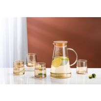 Royalford 5-Piece Water Jug and Cup Set- RF12209/ Includes 1800 ml Carafe and 4 260 ml Glasses/ with Lid, Pouring Spout, for Iced Tea, Juice, Milk, Coffee, Lemonade, Hot and Cold/ Food-Grade and Freezer Safe/ Clear