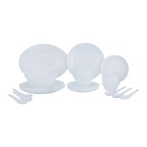 Royalford 33 Piece Classic Opalware Dinner Set- RF12466/ Includes Oval Plate, Dinner and Dessert Plates, Serving, Salad Bowls and Soup Spoons/ Dishwasher-Safe and Microwave Safe/ Chip-Resistant and Food-Grade/ White