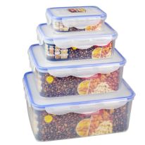 4Pcs Food Storage Container Transparent Container | Reusable, Airtight Storage Box with Snap Locking Lid | Freezer Safe| Portable Meal Prep Bento Lunch Box | Portable & Stackable Design