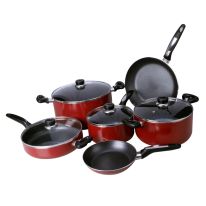 10Pc Cookware Set 2Pcs Fry Pan with Lid, 1Pc Fry Pan without a lid, 1Pc Cooking Pot, 1Pc Sauce Pan 20 cm & Cooking Pot NonStick Coating Tempered Glass Lid & HeatResistant Handles