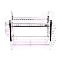 Wall Hanging Dish Rack, 2-Tier Dish Drainer, RF2563 | Draining Board with Removable Tray | Utensil Holder | Compact & Easy to Assemble Organization Shelf