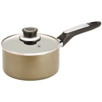 Royalford RF2962 20cm Non-Stick Enamel Aluminium Saucepan with Glass Lid - Portable Cool Touch Handle with Hanging Loop | Induction & Dishwasher Safe|Healthy Cooking | Ideal for Home Hotel & More