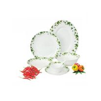 33 Pieces Opal Ware Round Dinner Set - Floral Design Plates, Bowls | Comfortable Handling | Perfect for family everyday use, & family Get- Together, Restaurant, Banquet & More