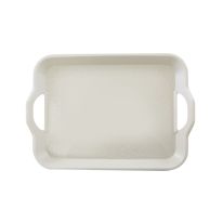 Royalford RF5065 17.5" Melamine Ware Handle Tray - Comfortable Handle, Serving Tea Coffee Tray | Ideal for Serving Appetizers, Snacks, Dips, Tea, Coffee, Water & More