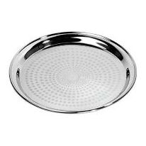 Royalford RF5345 22" Stainless Steel Group Serving Tray - Stackable Swirl Pattern Round Bar Tray Silver Platters for Serving Cocktails & Beverages at Parties, Restaurants, Bars, & Catering with Mirror Finish
