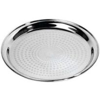 Royalford 24" Stainless Steel Group Serving Tray - Stackable Swirl Pattern Round Bar Tray Silver Platters for Serving Cocktails & Beverages at Parties, Restaurants, Bars, & Catering with Mirror Finish