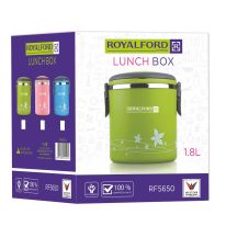 Royalford RF5650 1800ml Lunch Box - Leak Proof & Airtight Lid Food Storage Container - High Quality Stainless Steel Inner, Durable, Non-toxic and Extended Fastening Lid Design - Portable and Dishwasher Safe