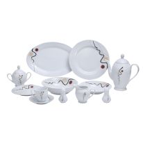 Royalford RF6017 49Pcs Porcelain Dinner Set - Design Plates, Bowl, Pot, Cups & Saucer | Comfortable Handling | Dishwasher & Freezer Safe | Perfect for Everyday Use, Get- Together, Restaurant, Banquet & More